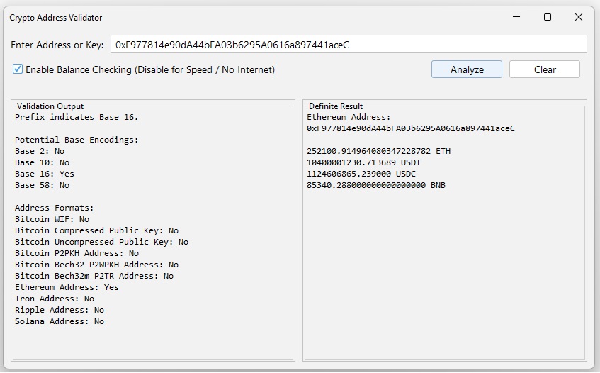 Crypto Address Validator in action